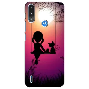 Девчачий Чехол для Motorola E7 Power (На качели)