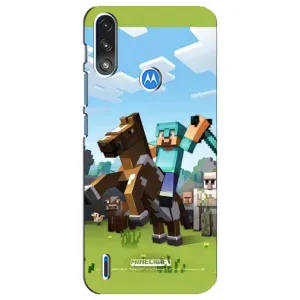 Чохли для Motorola E7 Power (Персонажі МайнКрафт) (На коні)