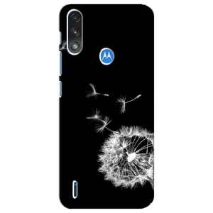 Силиконовый Чехол с одуванчиками на Motorola E7 Power (Одуванчик на чёрном)