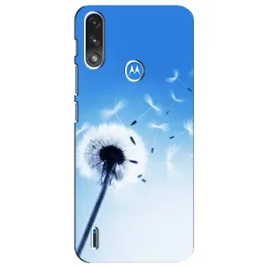 Силиконовый Чехол с одуванчиками на Motorola E7 Power (Одуванчик на голубом)