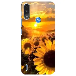 Чехол с Цветами для Motorola E7 Power (поле подсолнухов)