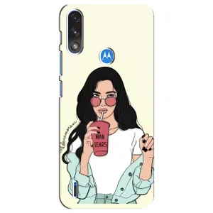 Силиконовый Чехол на Motorola E7 Power с картинкой Стильных Девушек (С напитком)