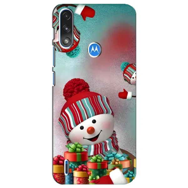Чехол с рисунком «Снеговик в шапке» для Motorola E7 Power