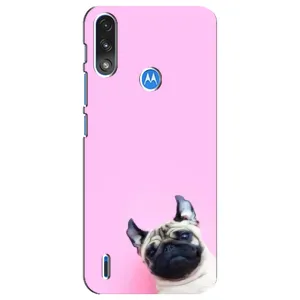 Бампер для Motorola E7 Power з картинкою "Песики" (Собака на рожевому)