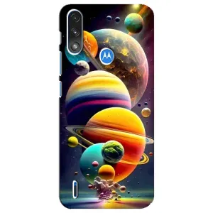 Чехол (ТПУ) с планетами на Motorola E7 Power (Солнечна система)