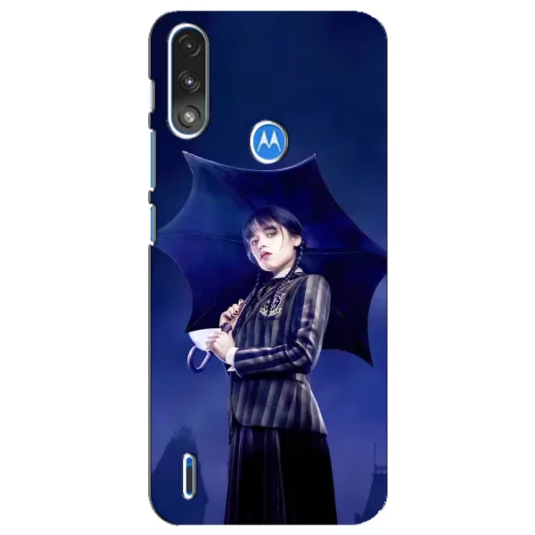 Чехол с рисунком «Уэнсдей с зонтом» для Motorola E7 Power