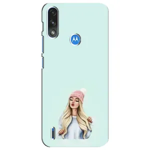 Силиконовый Чехол на Motorola E7 Power с картинкой Стильных Девушек (В шапке)
