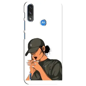 Силиконовый Чехол на Motorola E7 Power с картинкой Стильных Девушек (В зеленом)