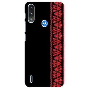 Силиконовый Чехол на Motorola E7 Power с картинкой Вышиванки (Вышиванка на черном)