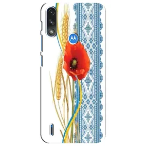 Силиконовый Чехол на Motorola E7 Power с картинкой Вышиванки (Вышиванка с цветком)