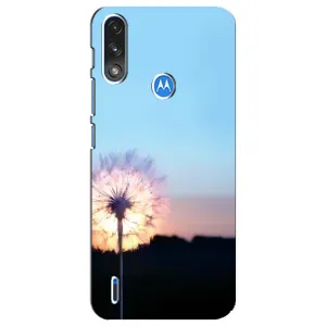 Силиконовый Чехол с одуванчиками на Motorola E7 Power (Закат с одуванчиком)