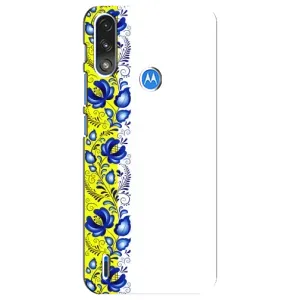 Силиконовый Чехол на Motorola E7 Power с картинкой Вышиванки (Желто-синяя вышиванка)