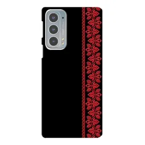 Силиконовый Чехол на Motorola Edge 20 (Красная Вышиванка)