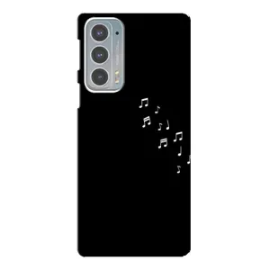 Чехол с картинками на черном фоне для Motorola Edge 20 (Ноты)