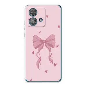 Чехол банты для Motorola Edge 40 Neo (Бант на розовом)