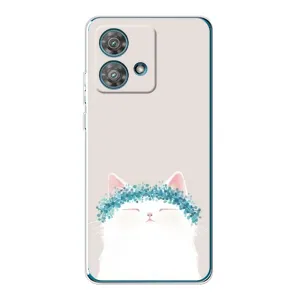 Чехол на тематику: Коты для Motorola Edge 40 Neo (Белый котик)