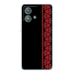 Силиконовый Чехол на Motorola Edge 40 Neo (Красная Вышиванка)