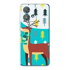 Силиконовый бампер с картинкой животных для Motorola Edge 40 Neo (Олень с шарфом)