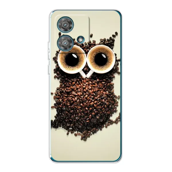 Чехол с рисунком «Сова с зерен кофе» для Motorola Edge 40 Neo