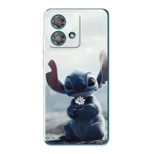 Чехол с рисунком Стич для Motorola Edge 40 Neo (Стич с цветочком)