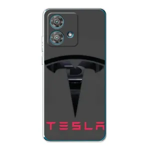 Силиконовый бампер с картинкой машины на Motorola Edge 40 Neo (Logo TESLA)