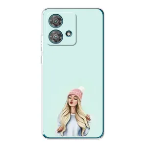 Силиконовый Чехол на Motorola Edge 40 Neo с картинкой Стильных Девушек (В шапке)