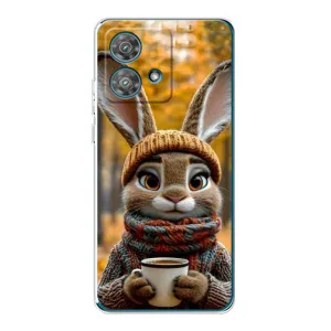 Печатный чехол «Зверята с кофе» для Motorola Edge 40 Neo (Зайчик с кофе)