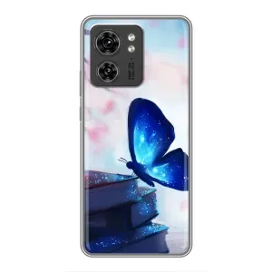 Силиконовый бампер с картинкой животных для Motorola Edge 40 Pro (Бабочка синяя)