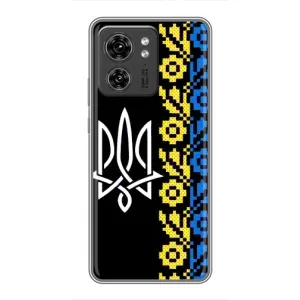 Силиконовый Чехол на Motorola Edge 40 Pro (Герб и вышыванка)