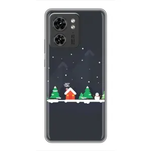 Силиконовый бампер на рождество для Motorola Edge 40 Pro (Город зимний)