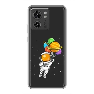 Силиконовый Чехол с принтом "Космонавты" на Motorola Edge 40 Pro (Космонавт с шариками)