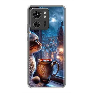 Чехлы на Новый Год Motorola Edge 40 Pro (Кот новогодний)