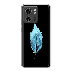 Чехол с картинками на черном фоне для Motorola Edge 40 Pro (Листочек)