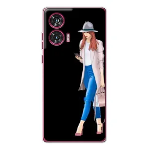 Чехол с картинкой Модные Девчонки Motorola Edge 50 Fusion (Девушка со смартфоном)