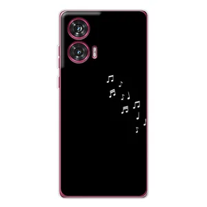 Чехол с картинками на черном фоне для Motorola Edge 50 Fusion (Ноты)