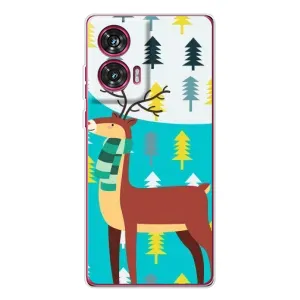 Силиконовый бампер с картинкой животных для Motorola Edge 50 Fusion (Олень с шарфом)
