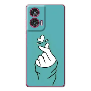 Чехлы (Знак сердечка) на Motorola Edge 50 Fusion (Сердечко на бирюзовом)