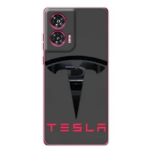 Силиконовый бампер с картинкой машины на Motorola Edge 50 Fusion (Logo TESLA)