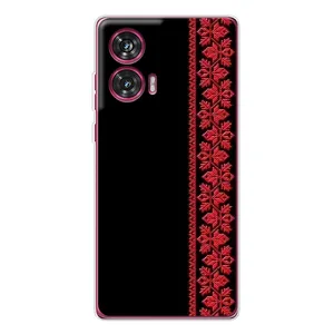 Силиконовый Чехол на Motorola Edge 50 Fusion с картинкой Вышиванки (Вышиванка на черном)