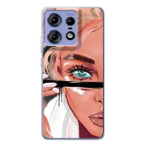 Силиконовый Чехол на Motorola Edge 50 Pro с картинкой Стильных Девушек (Девушка и ресницы)