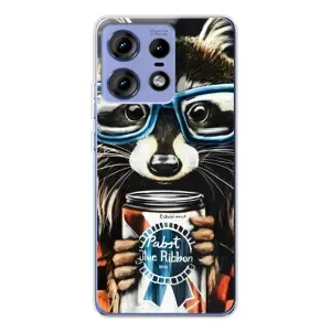 Силиконовый Чехол с Енотами на Motorola Edge 50 Pro (Енот в очках)