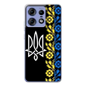 Силиконовый Чехол на Motorola Edge 50 Pro (Герб и вышыванка)