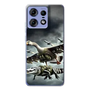 Чехол с мемами тралалело тралала для Motorola Edge 50 Pro (Гусини и крокодило)