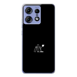 Чехол с картинками на черном фоне для Motorola Edge 50 Pro (Книжки)