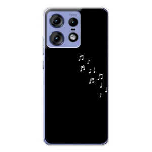 Чехол с картинками на черном фоне для Motorola Edge 50 Pro (Ноты)