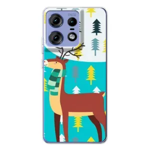 Силиконовый бампер с картинкой животных для Motorola Edge 50 Pro (Олень с шарфом)