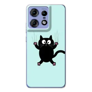 Силиконовый чехол с котиком для Motorola Edge 50 Pro (Падающий кот)