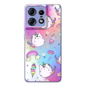 Чехол Unicorn на Motorola Edge 50 Pro (Радуга и Единорог)