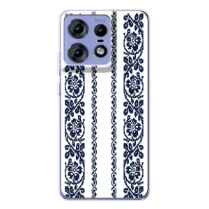 Силиконовый Чехол на Motorola Edge 50 Pro с картинкой Вышиванки (Синяя вышиванка)