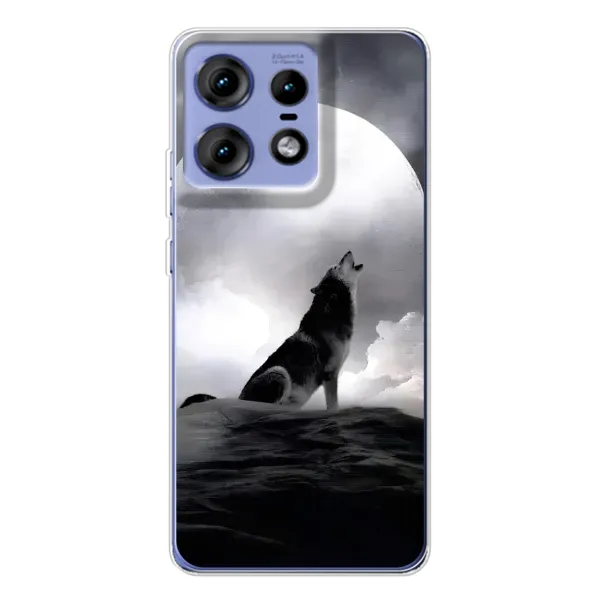 Чехол с рисунком «Волк и луна» для Motorola Edge 50 Pro